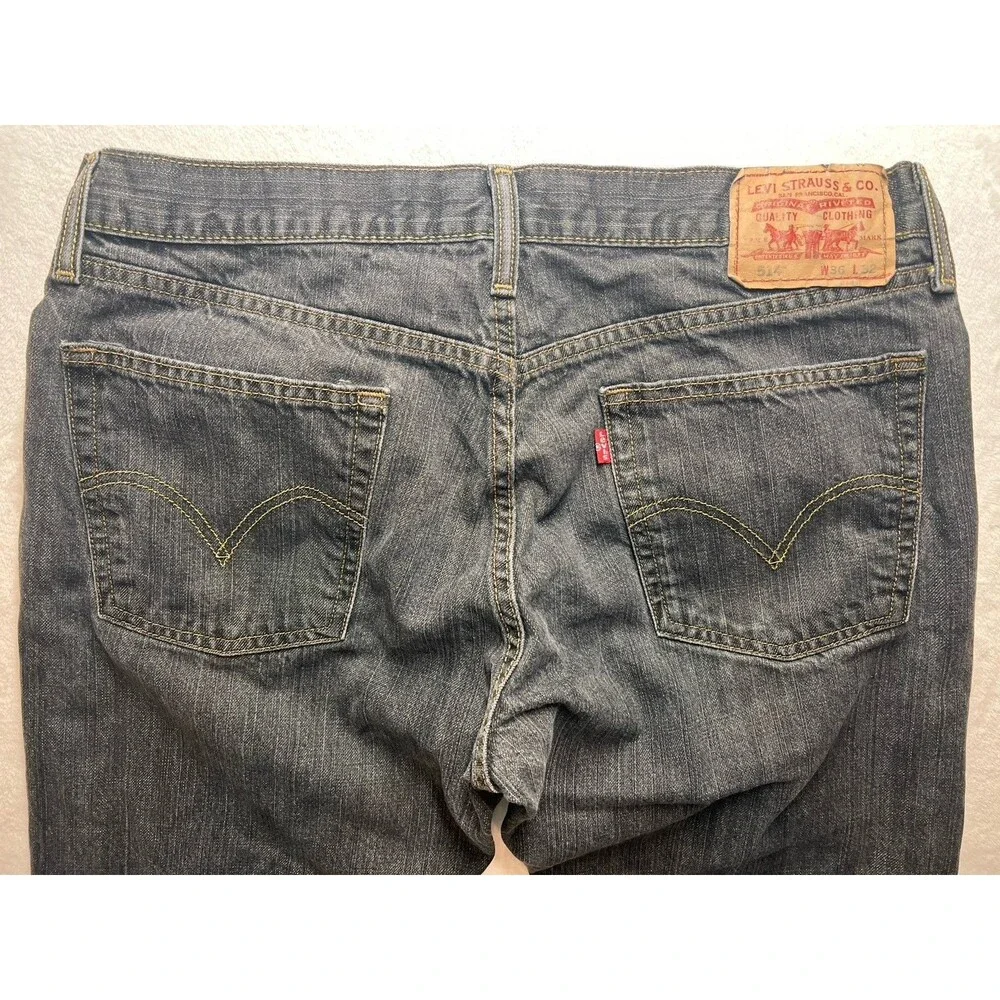 Levis 514 Slim Straight Denim Jeans Mens 36x32 Black 100% Cotton Mexico
